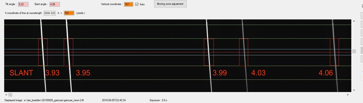 slant difference in Ne-calibration spektrum