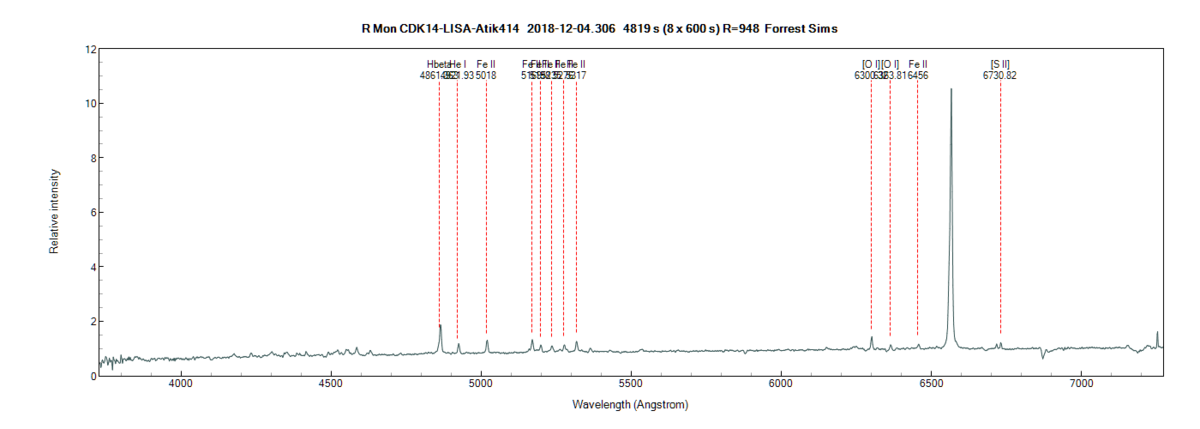 Annotated R Mon spectrum