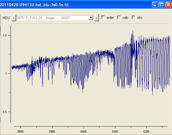 modulation in binned echelle spectrum with Audela eshel