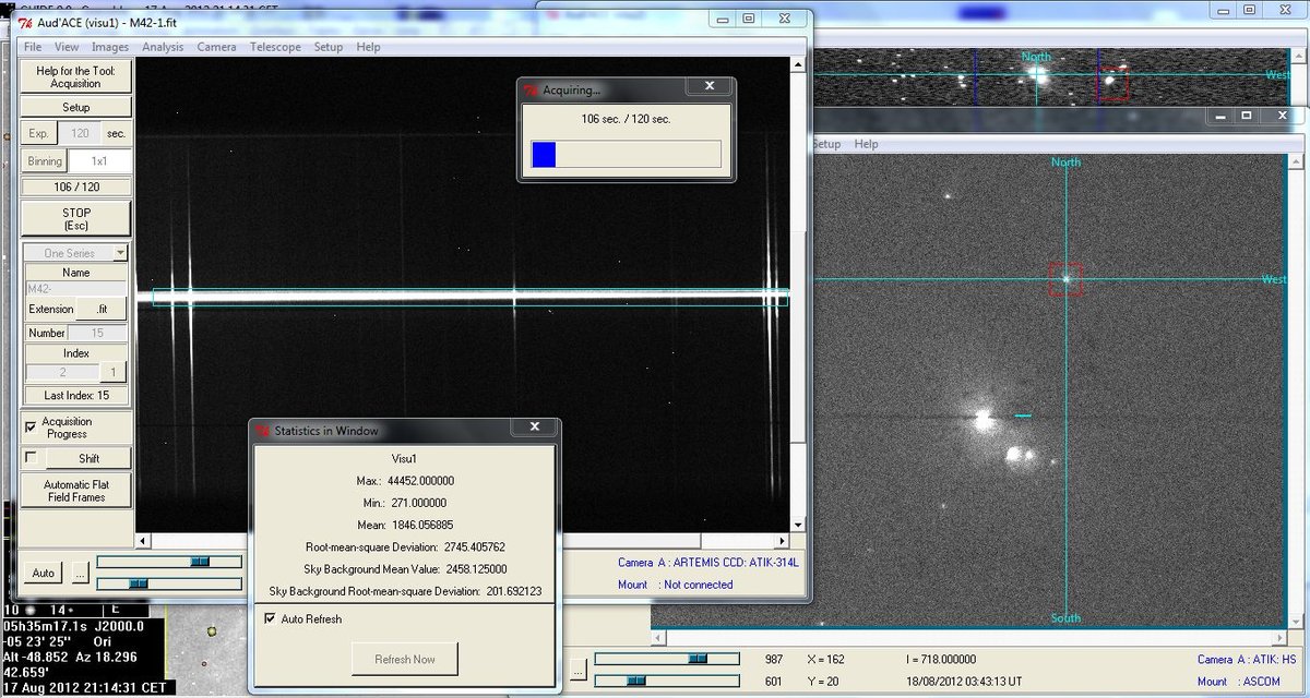 Screen copy during M42 spectrum acquisition